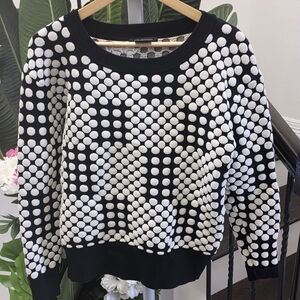 Armani Exchange Woman Sweater Black and White with Polka Dot Pattern - Medium